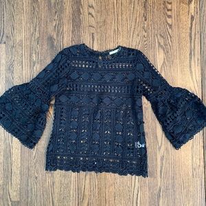 Black Lace Ellison Flare Sleeve Top